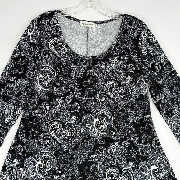 Nandashe Women 3/4 Sleeves Paisley Tunic Shirts Casual Dressy Blouse Tops Size L - Picture 6 of 16